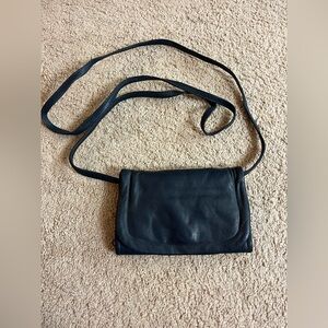 Navy Blue Vintage Leather Crossbody Bag